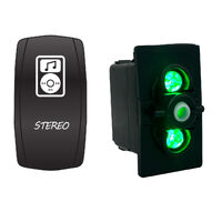 Rocker Switch with Cover Stereo Green LED