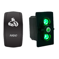 Rocker Switch with Cover Radio Green LED