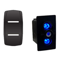 Rocker Switch with Cover Blank Twin Blue LED