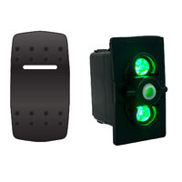 Rocker Switch with Cover Blank Ribbed (Type B) Green LED