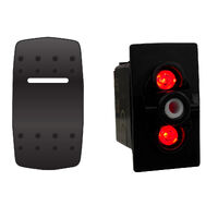 Rocker Switch with Cover Blank Ribbed (Type B) Red LED