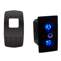 Rocker Switch with Cover Blank Ribbed (Type C) Blue LED