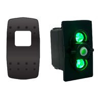 Rocker Switch with Cover Blank Ribbed (Type C) Green LED