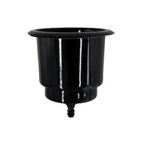 Drink Holder Large Stainless Steel Powder Coated Black with Drain