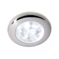 Round Courtesy Lamp White LED Stainless Steel Rim 12v