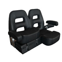HM58D Double Flip-Up Helm Master Boat Seat Smooth Black/Black Carbon