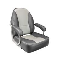Mojo Deluxe Stainless Steel Helm Boat Seat Dark Grey Carbon/Light Grey Carbon