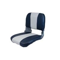 SS48 Padded Folding Boat Seat - Dark Blue/Off White