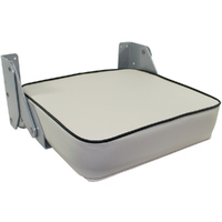 Flip-Up Folding Jump Boat Seat Off-White with Black Piping & Powder Coated Hinges