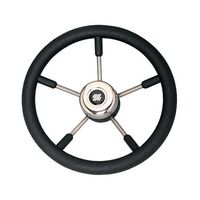 Steering Wheel V57B 5 Spoke Stainless Steel Black 350mm
