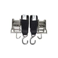 Transom Ratchet Medium Duty Stainless Steel J Hooks 50mm x 1.5m Pair