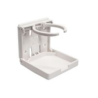 Folding Drink Holder with Spring Loaded Arms White