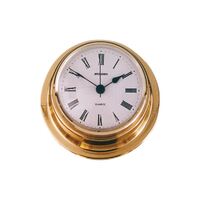 Clock Polished Brass White Face 70mm