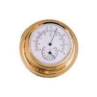 Thermometer & Hygrometer Polished Brass White Face 70mm