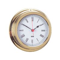 Clock Polished Brass White Face 120mm