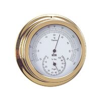 Thermometer & Hygrometer Polished Brass White Face 120mm