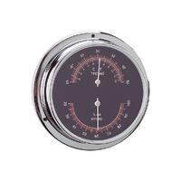 Thermometer & Hygrometer Chrome Plated Brass Black Face 95mm