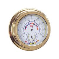 Thermometer & Hygrometer with Code Flags Polished Brass White Face 120mm