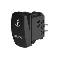 Rocker Switch with LED Laser Etched Cover Anchor (ON)/OFF/(ON)