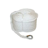 Polyethylene 3 Strand Silver Anchor 50m Rope Coils with Stainless Steel Thimble