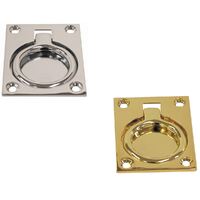 Ring Pull Flush Rectangle Brass 60x47mm